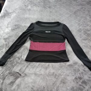 Joseph Ribkoff Shirt Top Blouse‎ Womens 8 Black Maroon Colorblock Semi Sheer